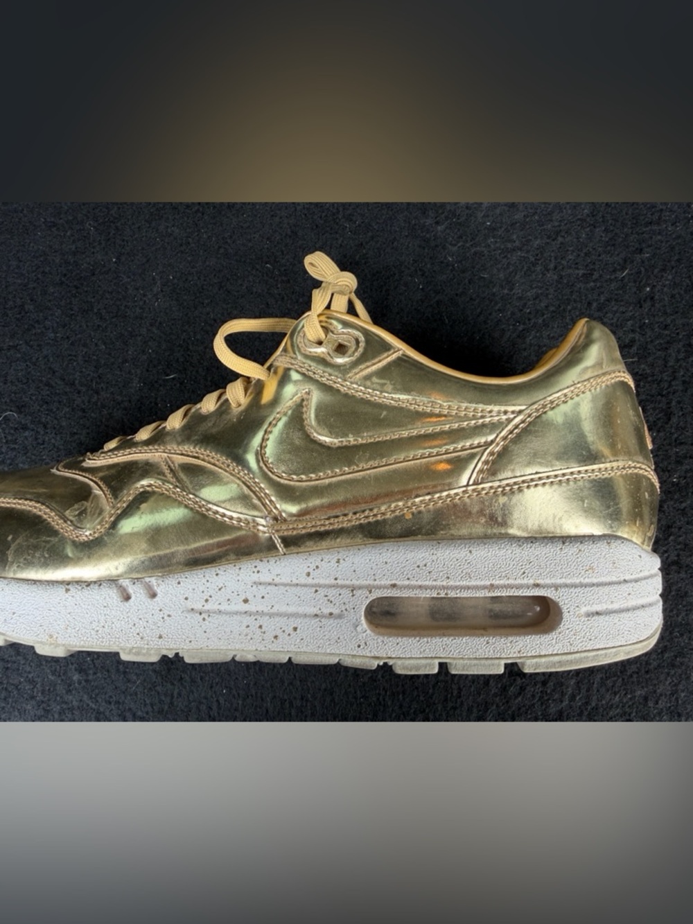 Nike iD Air Max 1 Liquid Gold Ladies Sneakers, Size 10 - Picture 3 of 12